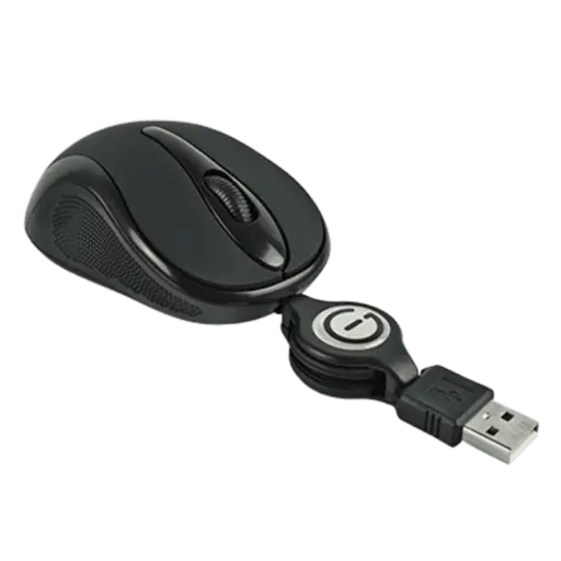 [EL-993346] Mini Mouse Retráctil Perfect Choice Óptico Easy Line 993346, Alámbrico, USB, 1000DPI, Negro MS-778 SKU: EL-993346