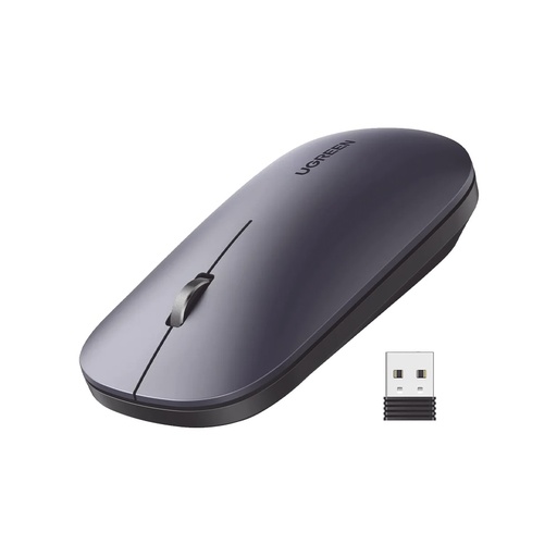 [90372] Mouse inalámbrico 2.4 GHz / Ultra Delgado y Silencioso / DPI 1000/1600/2000/4000 (Ajustable) / Alcance 10m / Scroll de Aluminio / Adaptable a diferentes superficies / Diseño suave al tacto / Contiene Receptor USB / Color Negro UGREEN SKU: 90372