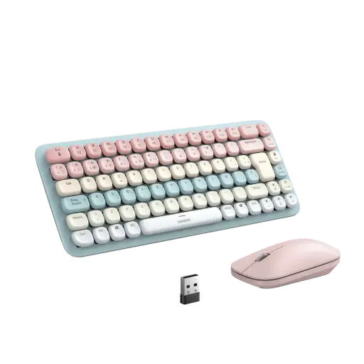 [25178] Paquete de Teclado y Mouse, 85 teclas en Español, Bluetooth y 2.4GHz, Mouse Ambidiestro, Sensor de DPI ajustable, Efectos de Iluminación del Teclado, Amplia compatibilidad, Color Rosa. SKU: 25178