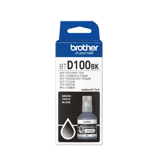 [BTD100BK] BTD100BK Negro Original Bote de Tinta Brother DCPT230, DCPT236, DCPT430DW, DCPT436W, DCPT530DW, DCPT730DW, MFCT830DW, MFCT930DW 7,500 Pag. 108ml CN-5014 SKU: BTD100BK