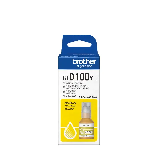 [BTD100Y] BTD100Y Amarillo Original Bote de Tinta Brother DCPT230, DCPT236, DCPT430DW, DCPT436W, DCPT530DW, DCPT730DW, MFCT830DW, MFCT930DW 5,000 Pag. 48.8ml CN-5017 SKU: BTD100Y