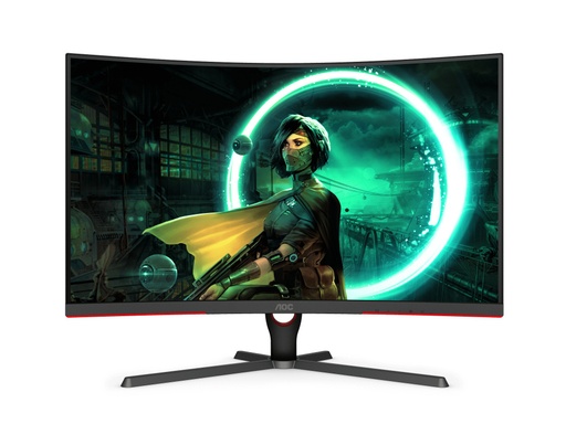 [C32G3E] Monitor Gamer Curvo AOC C32G3E LED 31.5", Full HD, FreeSync, 165Hz, HDMI/DisplayPort, Negro/Rojo SKU: C32G3E