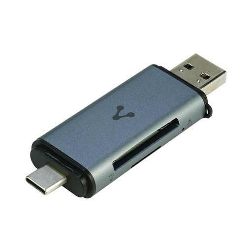 [CR-350] Vorago Lector de Memoria CR-350, SD/MicroSD, USB-A/USB-C, Gris Tipo C OTG SKU: CR-350