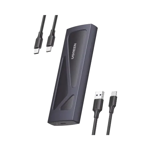 [15512] Carcasa Disco Duro NVME M.2 Gabinete (Enclosure) | Hasta 2TB | USB3.2 a 10 Gbps | Soporta M Key y B+M Key | Compatible con SSD M.2 NVME 2230/2242/2260/2280 | UASP | S.M.A.R.T. | TRIM | ESD Incorporado | Color Negro | Caja de Aluminio. UGREEN SKU: 15512