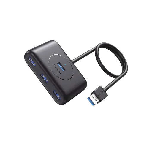 [20291] HUB USB-A 3.0 4 en 1 | 4 Puertos USB-A 3.0 (5Gbps) | Entrada USB-C (PD 5V2A) | Cable de 1 Metro | Indicador Led | Ideal para Transferencia de Datos | Entrada USB-C para alimentar equipos de mayor consumo | Color Negro. UGREEN SKU: 20291