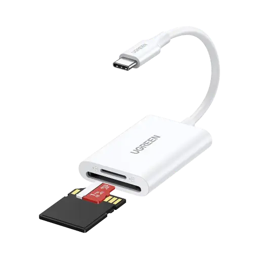 [35506] Lector de Tarjetas USB-C 3.1 | Soporta Micro-SD (TF) /SD | 5Gbps | 170 MB/s | OTG | Soporta hasta 2TB | Admite intercambio en Caliente | 2 tarjetas simultaneas | Soporta Windows/Mac OS/Linux | Color Blanco UGREEN SKU: 35506