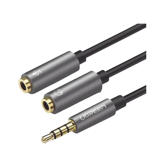 [30619] Cable Divisor en Y / De 3.5 mm Macho a Dos Salidas de 3.5 mm Hembra / CTIA, TRS / Núcleo de Cobre / TPE / Longitud 20 cm / Ideal para Separar el Micrófono de los Auriculares Auxiliar UGREEN SKU: 30619