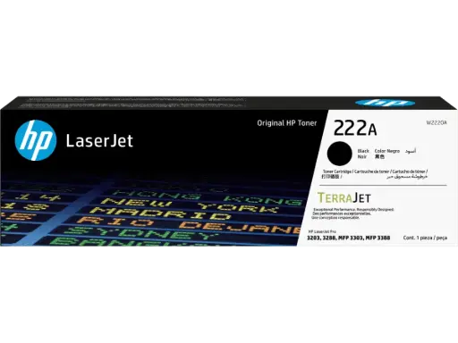 W2220A Negro Original Toner 222A HP LaserJet Pro 3203, 3288, MFP 3303, MFP 3388 1,300 Páginas SKU: W2220A