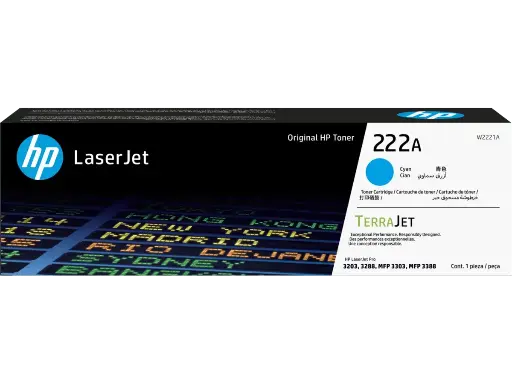 [W2221A] W2221A Cian Original Toner 222A HP LaserJet Pro 3203, 3288, MFP 3303, MFP 3388 1,200 Páginas SKU: W2221A