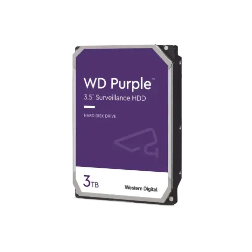[WD33PURZ] Disco Duro para Videovigilancia Western Digital WD Purple 3.5'', 3TB, SATA III, 6 Gbit/s, 5400RPM, 256MB Caché, 24x7, DVR NVR, 1-8 Bahías, 1-64 Cámaras HD-2878 SKU: WD33PURZ