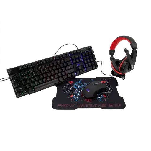 [YKH-20707] Kit Gamer de Teclado y Mouse Yeyian Hydra Serie 2000, Alámbrico, USB, Audifonos/Diadema, Mousepad, Negro SKU: YKH-20707