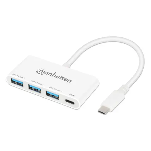 [168434] Manhattan Hub USB C 3.2, 3x USB A Hembra, 1x USB C Hembra, 5000 Mbit/s, Blanco AC-11629 SKU: 168434
