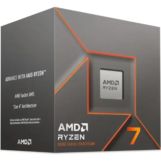 [100-100001590BOX] Procesador AMD Ryzen 7 8700F, Socket AM5, 5GHz, 8 Núcleos, Octava Generación, 16MB Caché, Sin Gráficos, Incluye Disipador, CP-1389 SKU: 100-100001590BOX