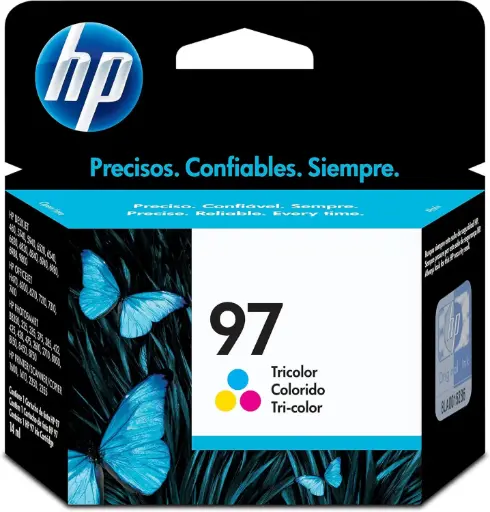 [C9363WL] HP 97 Tricolor Original Cartucho de Tinta HP97 HP DeskJet HP Deskjet 460wf Mobile Printer, HP Photosmart 8450, 8150, 2710, 2610, 375 and 325 Printers, HP Officejet 7410, 7310, and 6210 Printers, HP PSC 2350 All-in-One Printers, HP Deskjet 6840, 6540, 6520, and 5740 Printers 14ml 560Pag. SKU: C9363WL