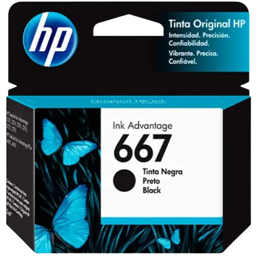 [3YM79AL] HP 667 Negro Original Cartucho de Tinta HP667 HP Deskjet Ink Advantage 1275, 2374, 2375, 2376, 2775, 2776 PLUS 6475, 6476. 100PAG. 2ml SKU: 3YM79AL