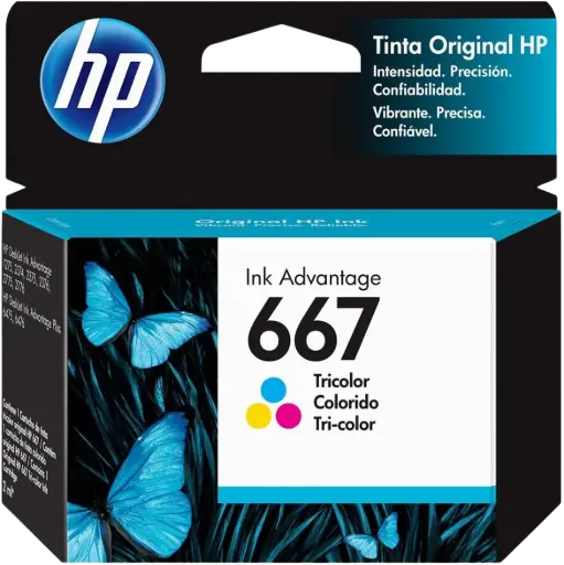 [3YM78AL] HP 667 Tricolor Original Cartucho de Tinta HP667 HP Deskjet Ink Advantage 1275, 2374, 2375, 2376, 2775, 2776 PLUS 6475, 6476. 100PAG 2ml SKU: 3YM78AL