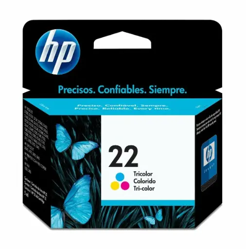 [C9352AL] HP 22 Tricolor Original Cartucho de Tinta HP22 Deskjet D1320/D1330/D1341/D1360/D1420/D1430/D1445/D1455/D1460/D1520/D1560/D2320/D2330/D2345/D2360/D2430/D2445/D2460/F335/F340/F350/F380/F2110/F2140/F2180/F2210/F2240/F2280/F4135/F4140/F4180/3910/3915/3920/3930/3940 HP Officejet J3640/J3680/4315/5605/5610 165Pag. 5ml SKU: C9352AL