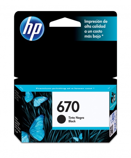 [CZ113AL] HP 670 Negro Original Cartucho de Tinta HP670 HP Deskjet Ink Advantage 3525, 4615, 4625, 5525, 6525 e-All-in-One 250Pag. 7.5ml. SKU: CZ113AL