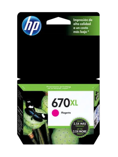 [CZ119AL] HP 670XL Magenta Original Cartucho de Tinta HP670XL HP Deskjet Ink Advantage 3525, 4615, 4625, 5525, 6525 e-All-in-One 750Pag. 8ml. SKU: CZ119AL