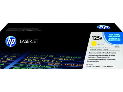 [CB542A] CB542A Amarillo Original Toner HP 125A Color LaserJet CP1515n, CP1518ni, CP1215, CM1312 MFP 1,400 Páginas SKU: CB542A
