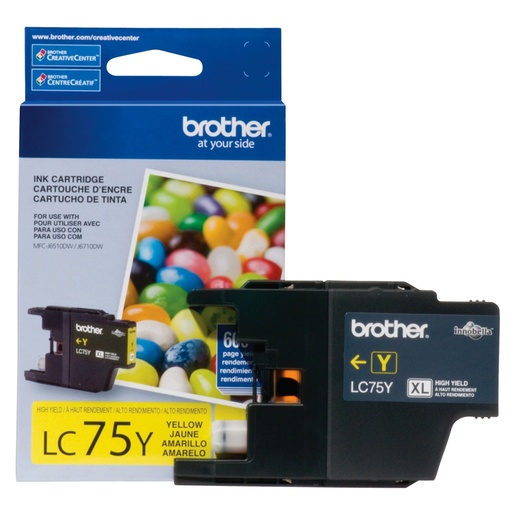 [LC75Y] LC75Y XL Amarillo Original Cartucho de Tinta Brother LC-75Y MFC-J280W, MFC-J425W, MFC-J430w, MFC-J435W, MFC-J5910DW, MFC-J625DW, MFC-J6510DW, MFC-J6710DW, MFC-J6910dw, MFC-J825DW, MFC-J835DW 600 Páginas SKU: LC75Y