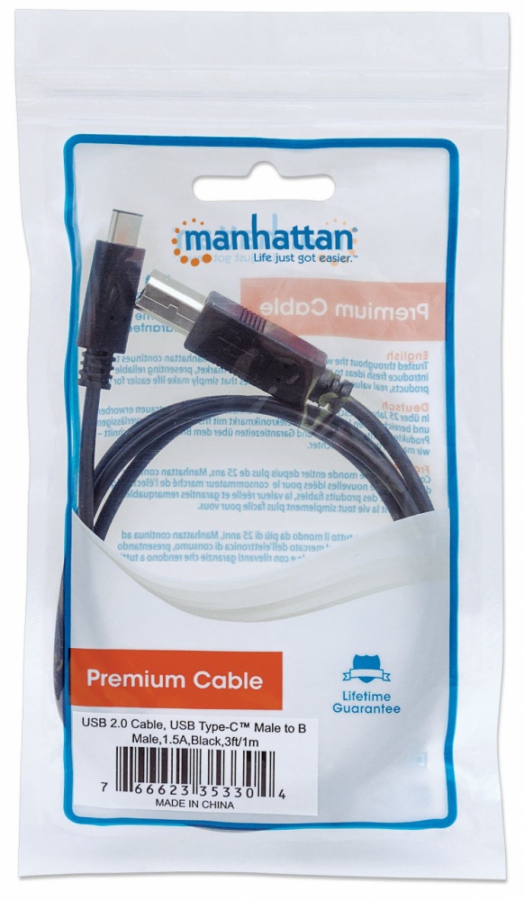 Manhattan Cable USB 2.0 B Macho - USB 2.0 C Macho, 1 Metro, Negro SKU ...