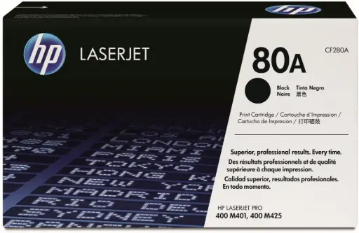 [CF280A] CF280A Original Toner 80A HP LaserJet Pro 400, M401, M425 2,700 Páginas SKU: CF280A