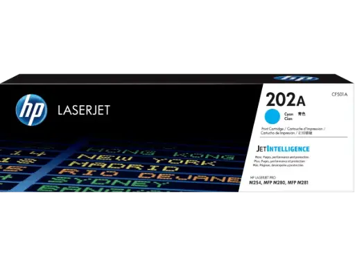 [CF501A] CF501A Cian Original Toner 202A HP LaserJet Pro M254, MFP M280, MFP M281 1,300 Páginas SKU: CF501A