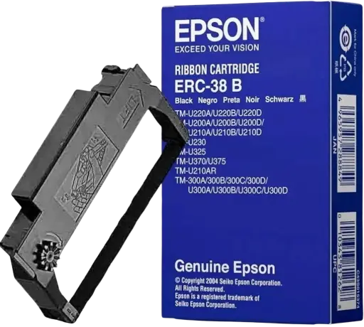 [ERC-38B] Cinta Original para Impresora Epson Matriz de Punto ERC38  Negro TM-U220A, TM-U200A, TM-U210A, TM-U230, TM-U325, TM-U370, TM-U375, TM-U300A (Similar DP-080) SKU: ERC-38B
