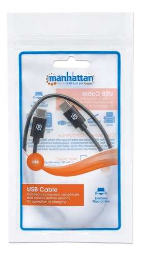 Manhattan Cable USB C Macho - USB C Macho, 50cm, Negro Tipo C SKU: 354868