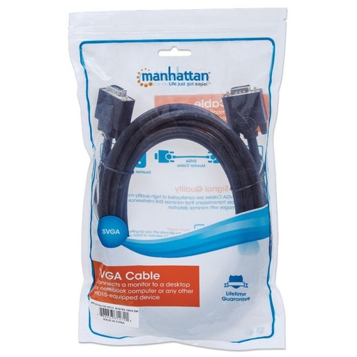 [371315] Manhattan Cable para Monitor SVGA 5mm, VGA (D-Sub) Macho - VGA (D-Sub) Macho, 1.8 Metros, Negro CB-237 SKU: 371315