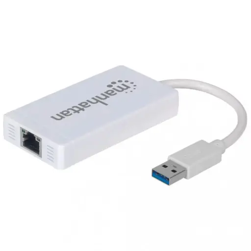 [507578] Manhattan Hub USB A 3.0 de 3 Puertos, 1x RJ-45, con Adaptador Gigabit Ethernet 5000 Mbit/s, Blanco AC-5866 SKU: 507578