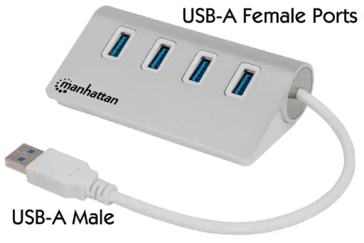 [163767] Manhattan Hub USB A 3.1 Macho - 4x USB A 3.0 Hembra, 5000 Mbit/s, Blanco AC-7244 SKU: 163767