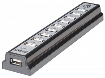 [161572] Manhattan Hub de Escritorio Hi-Speed USB 2.0 de 10 Puertos, 480 Mbit/s, con Fuente SKU: 161572