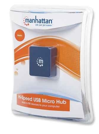 [160605] Manhattan Micro Hub USB 2.0 de 4 Puertos, 480 Mbit/s SKU: 160605