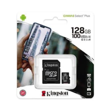 [SDCS2/128GB] Memoria Flash Kingston Canvas Select Plus, 128GB MicroSDXC UHS-I Clase 10, con Adaptador RAM-3519 SKU: SDCS2/128GB