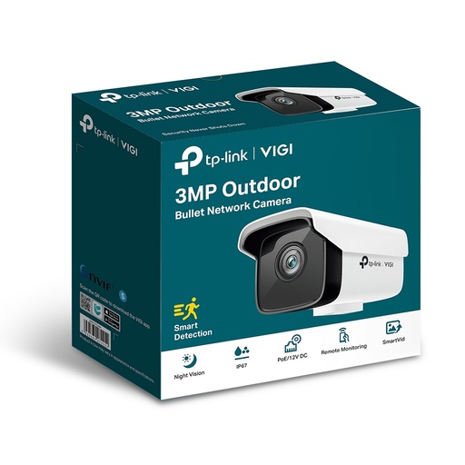 Cámara IP TP-LINK Bala, 3 MP, IP67, Color, Max. Res. 2304X1296, IR 30 Mts, Lente 6mm SKU: VIGI C300HP-6