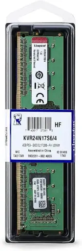 Memoria RAM UDIMM Kingston DDR4, 2400MHz, 4GB, Non-ECC, CL17 SKU: KVR24N17S6/4