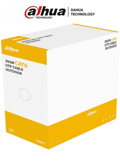 DAHUA DH-PFM920-6U - Bobina de Cable UTP para Exterior Cat6/ 100% Cobre/  Color Negro/ Cubierta Exterior MDPE/ Cumple con Estandares ANSI/TIA 568-C.2/ RoSH/ Retardante de Flama