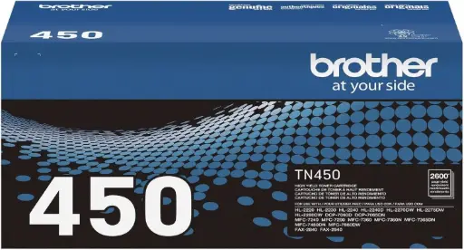 [TN450] TN450 Negro Original Cartucho de Toner Brother TN-450 HL-2220, HL-2230, HL-2240D, HL-2270DW, HL-2275DW, DCP-7060D, DCP-7065DN, MFC-7240, MFC-7360N, MFC-7365DN, MFC-7460DN, MFC-7860DW 2,600 Pag. SKU: TN450