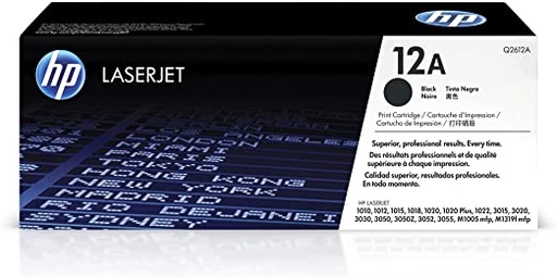 [Q2612A] Q2612A Original Toner 12A HP LaserJet 1010, 1012/1015, 1018, 1020, 1022, 3015, 3020, 3030, 3050, 3052, 3055, M1005MFP, M1319F MFP Caja Blanca 2,000 Páginas SKU: Q2612A